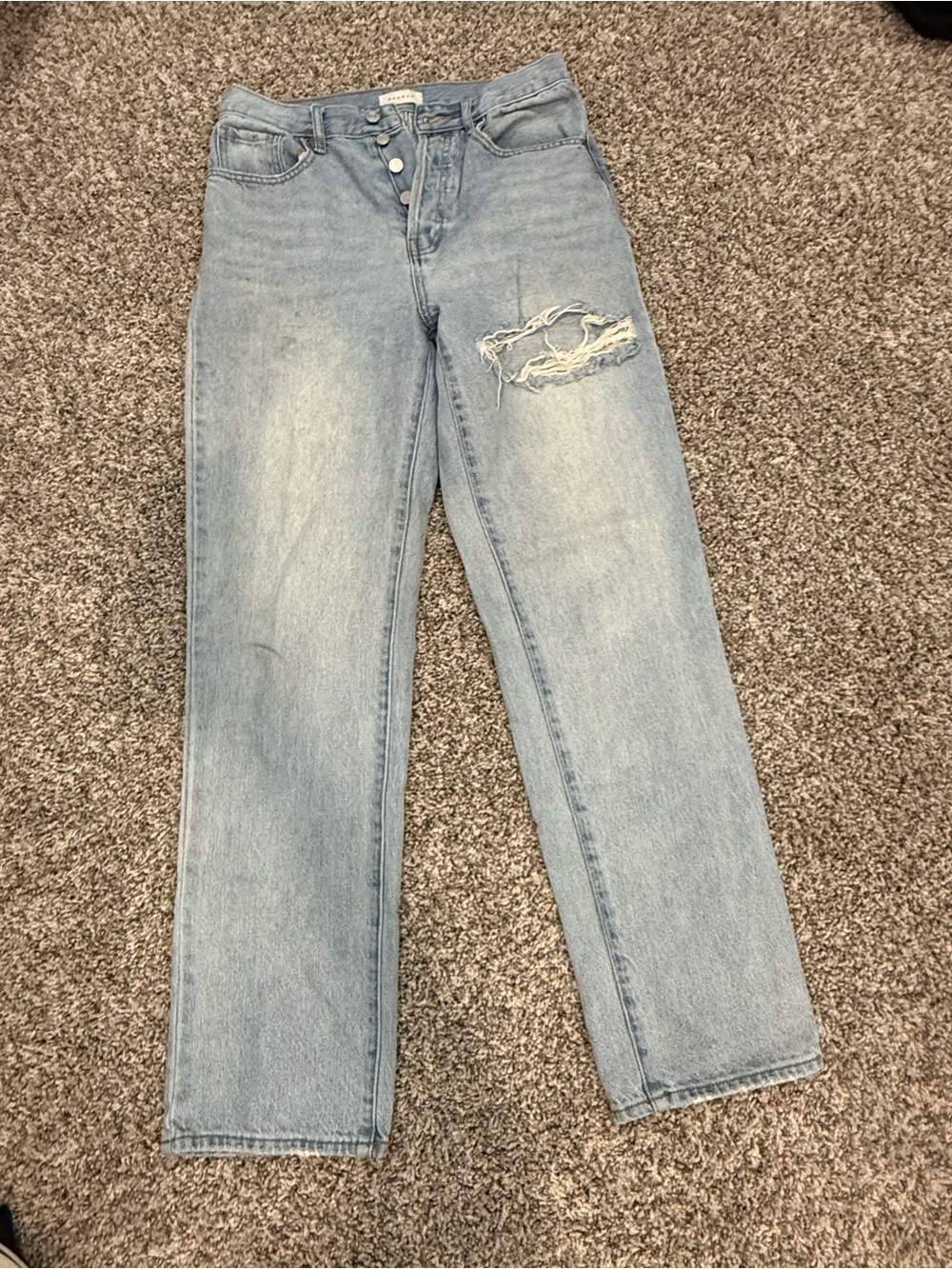 PacSun Light Blue Distressed Straight Leg Jeans